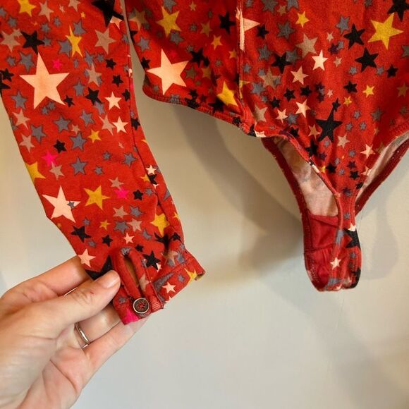 Free People Girls Like Us Star Cotton Bodysuit Rust Red - Picture 6 of 8